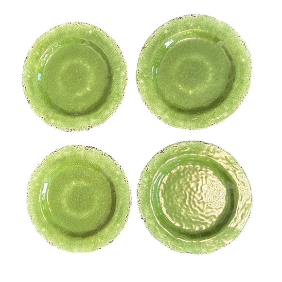 PIER 1 Carmelo Melamine Crackle Green 11” Dinner Plate Charger Set Of 4 Rustic - Picture 4 of 9
